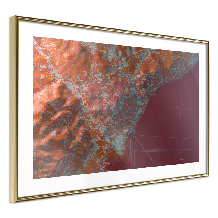 Wall Poster Barcelona Vicinity - abstract and red composition of Barcelona map 135700 additionalImage 6