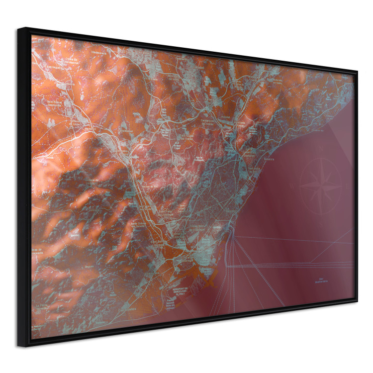 Wall Poster Barcelona Vicinity - abstract and red composition of Barcelona map 135700 additionalImage 5