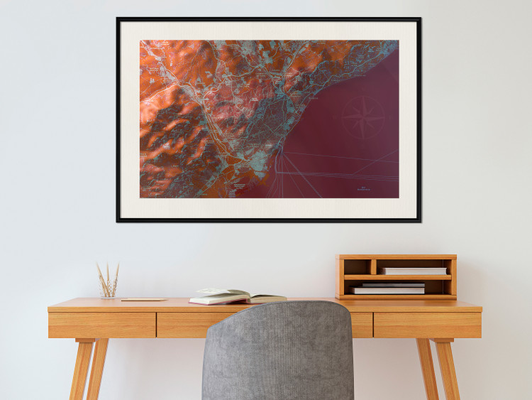 Wall Poster Barcelona Vicinity - abstract and red composition of Barcelona map 135700 additionalImage 24