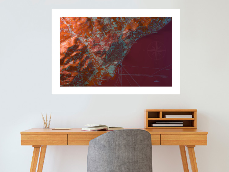 Wall Poster Barcelona Vicinity - abstract and red composition of Barcelona map 135700 additionalImage 14