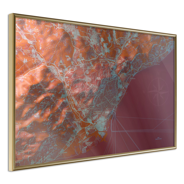 Wall Poster Barcelona Vicinity - abstract and red composition of Barcelona map 135700 additionalImage 11