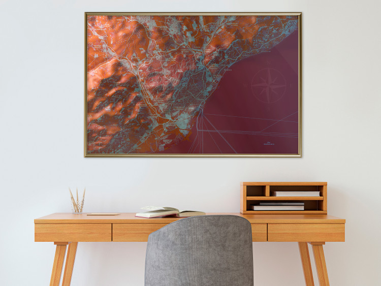 Wall Poster Barcelona Vicinity - abstract and red composition of Barcelona map 135700 additionalImage 13
