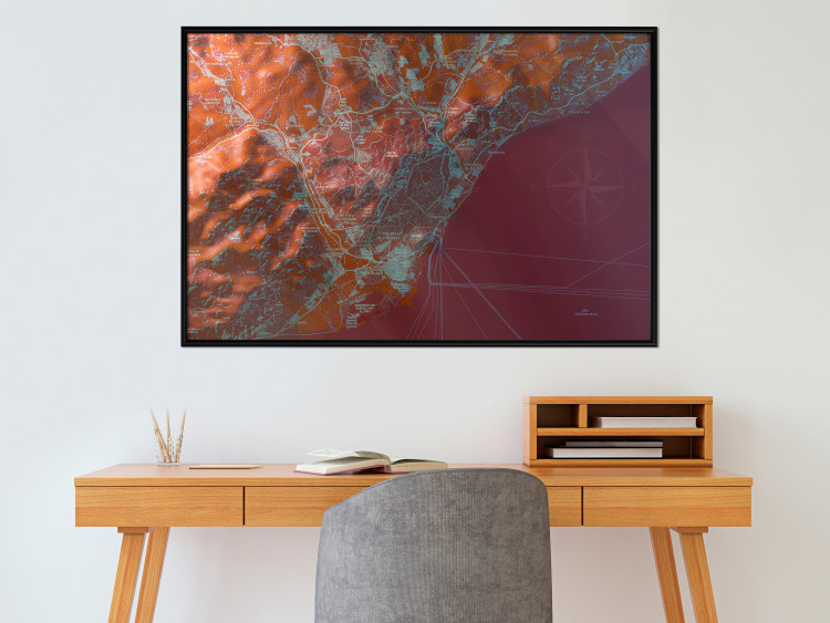 Wall Poster Barcelona Vicinity - abstract and red composition of Barcelona map 135700 additionalImage 10