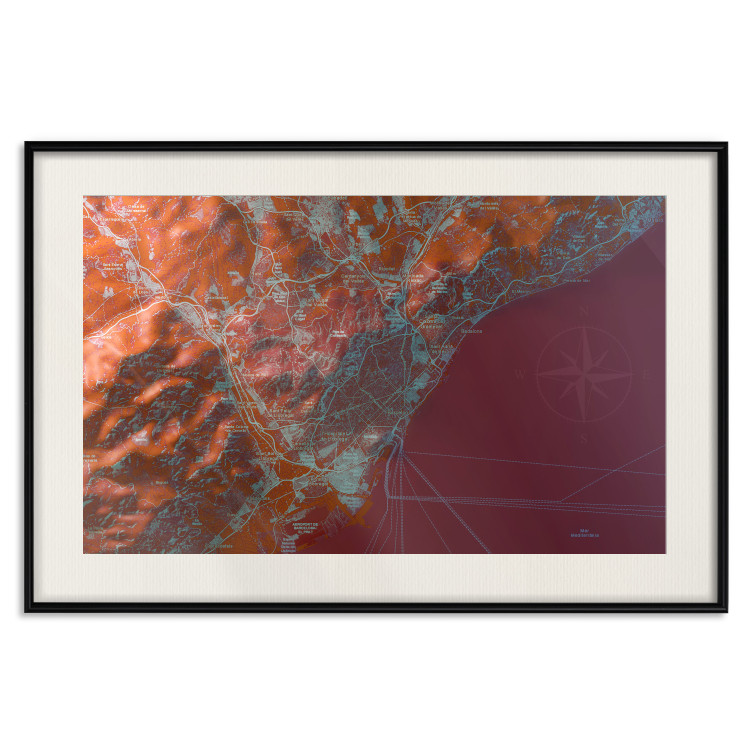 Wall Poster Barcelona Vicinity - abstract and red composition of Barcelona map 135700 additionalImage 19