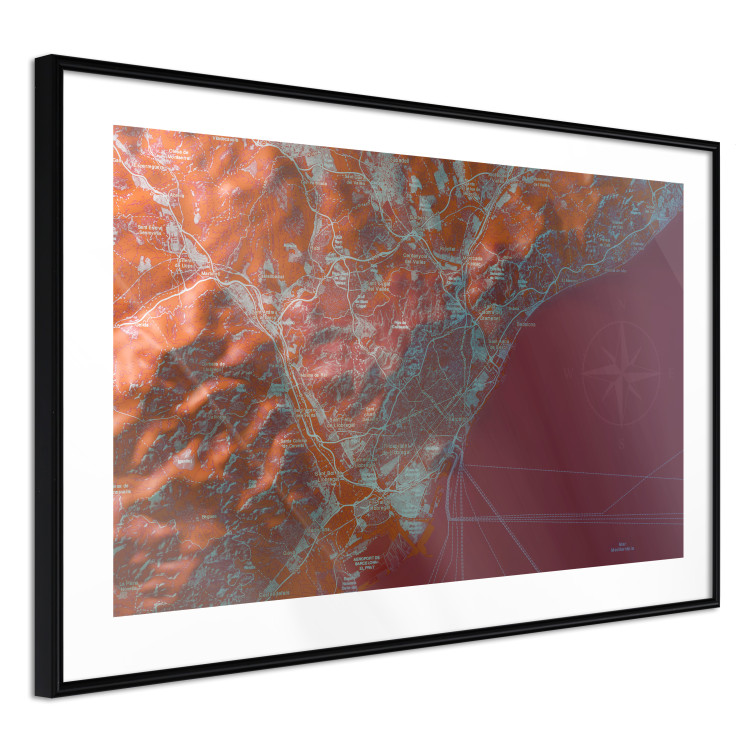 Wall Poster Barcelona Vicinity - abstract and red composition of Barcelona map 135700 additionalImage 2