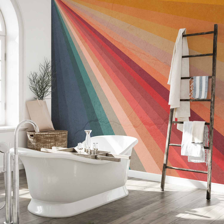 Wall Mural Summer sunshine - multicoloured retro striped background with texture 137500 additionalImage 8