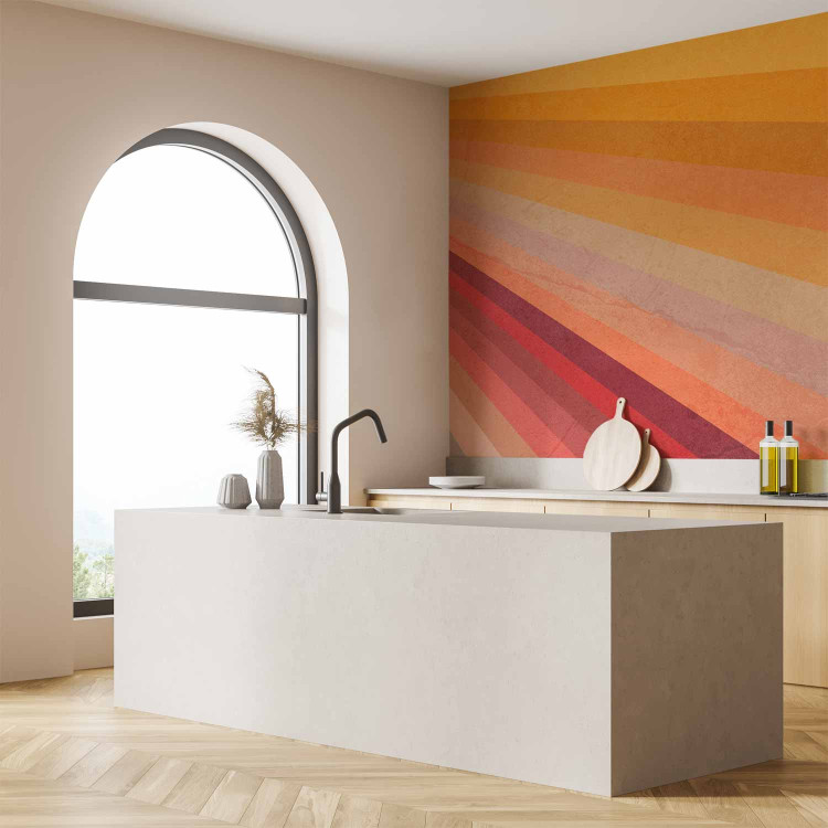Wall Mural Summer sunshine - multicoloured retro striped background with texture 137500 additionalImage 7
