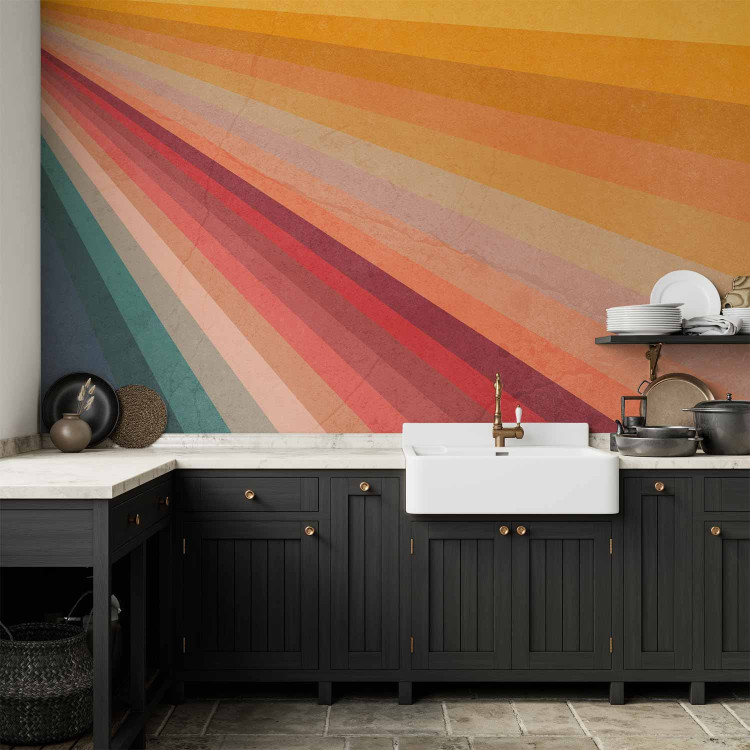 Wall Mural Summer sunshine - multicoloured retro striped background with texture 137500 additionalImage 6