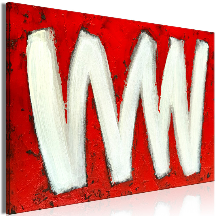 Canvas Print Two Letters W (1-piece) Wide - abstraction on a red background 138300 additionalImage 2
