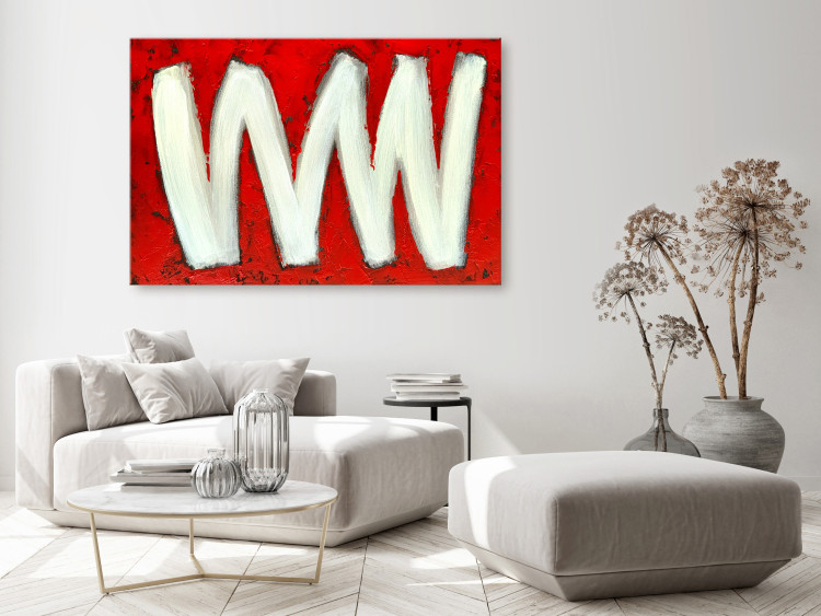 Canvas Print Two Letters W (1-piece) Wide - abstraction on a red background 138300 additionalImage 3