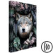 Canvas Art Print Wolf in Flowers (1-piece) Vertical - nocturnal animal amidst leaves 138600 additionalThumb 6