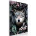 Canvas Art Print Wolf in Flowers (1-piece) Vertical - nocturnal animal amidst leaves 138600 additionalThumb 2