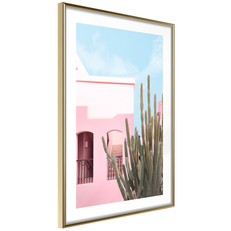 Wall Poster Miami Cactus - A Pink Holiday Home Against a Blue Sky and Light 144500 additionalImage 10