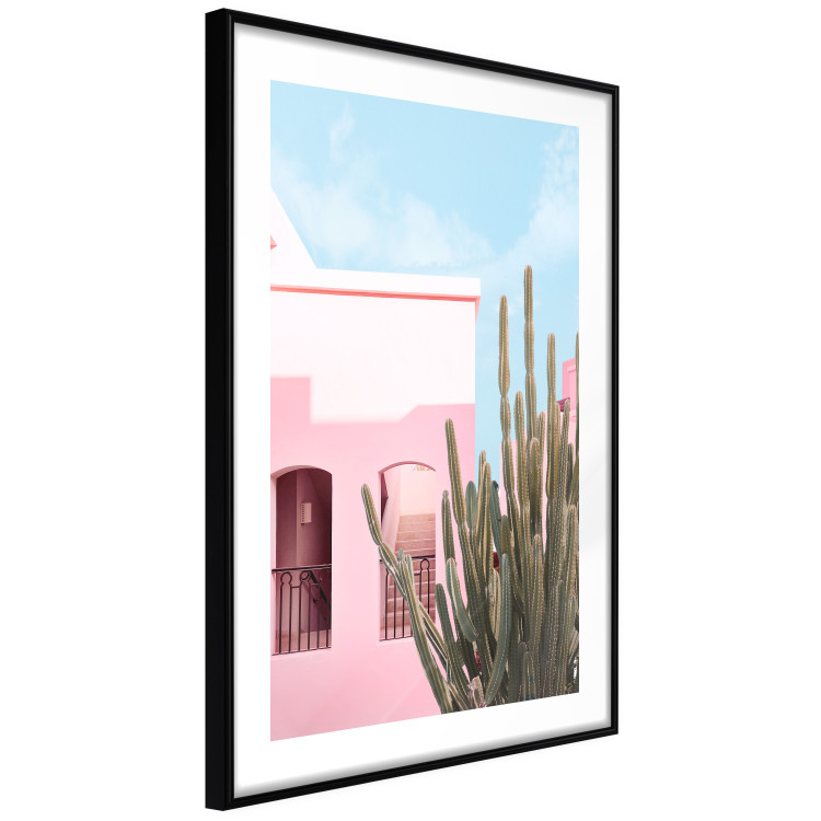 Wall Poster Miami Cactus - A Pink Holiday Home Against a Blue Sky and Light 144500 additionalImage 9