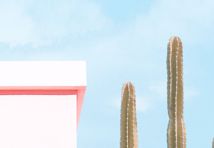 Wall Poster Miami Cactus - A Pink Holiday Home Against a Blue Sky and Light 144500 additionalImage 2