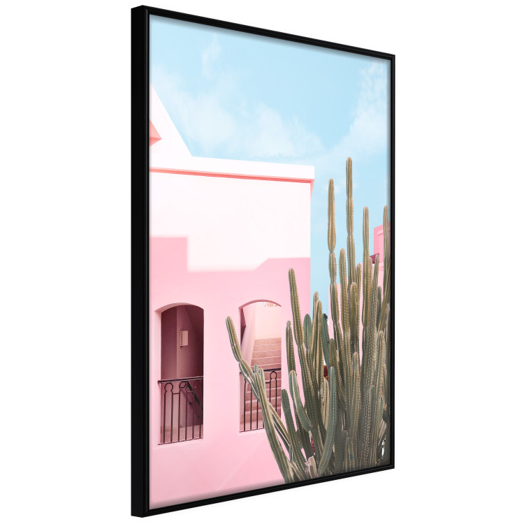 Wall Poster Miami Cactus - A Pink Holiday Home Against a Blue Sky and Light 144500 additionalImage 11