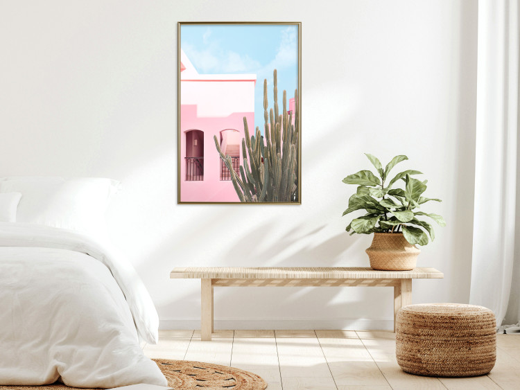 Wall Poster Miami Cactus - A Pink Holiday Home Against a Blue Sky and Light 144500 additionalImage 5