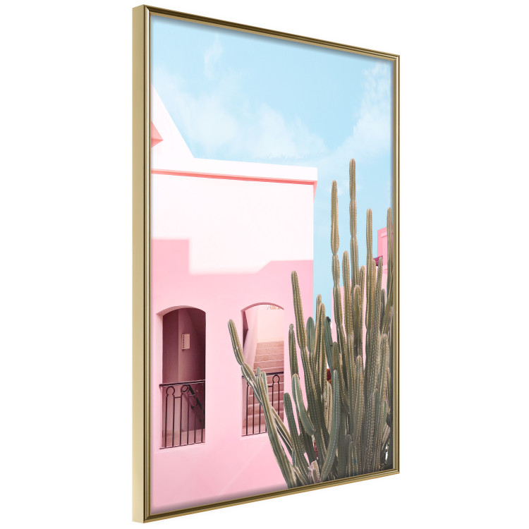 Wall Poster Miami Cactus - A Pink Holiday Home Against a Blue Sky and Light 144500 additionalImage 6
