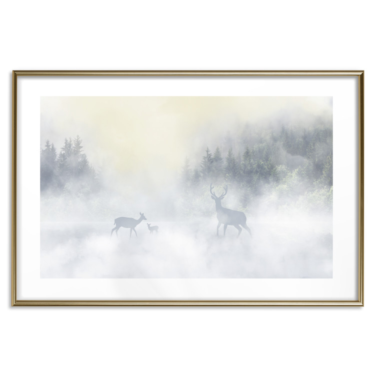 Wall Poster Roe Deer and Deer in the Fog - Animals Against the Background of Forests, Lake and Mountains 145300 additionalImage 4