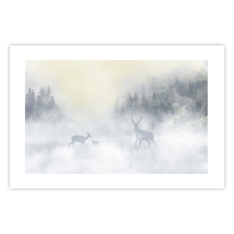 Wall Poster Roe Deer and Deer in the Fog - Animals Against the Background of Forests, Lake and Mountains 145300 additionalImage 24