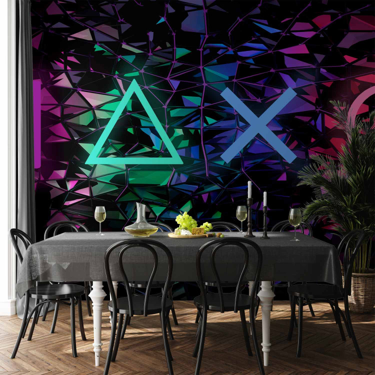 Wall Mural Fun Symbols - Neon Geometric Figures on a Dark Background 146400 additionalImage 6