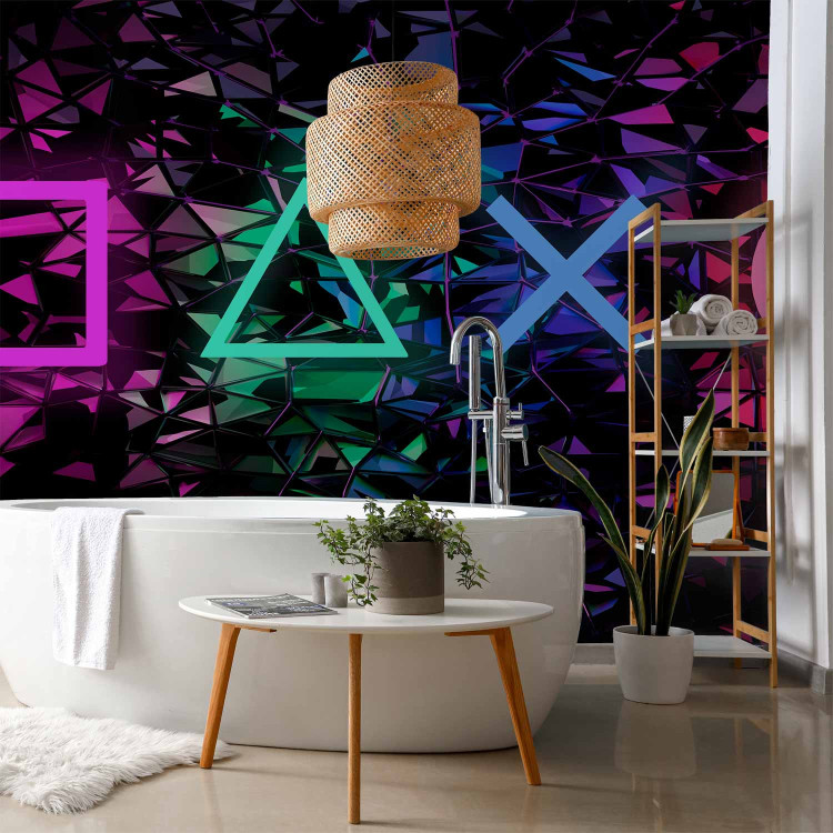 Wall Mural Fun Symbols - Neon Geometric Figures on a Dark Background 146400 additionalImage 8