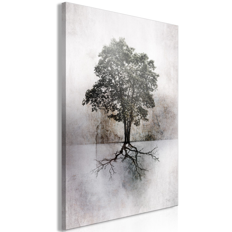 Canvas Art Print Landscape in Brown and Gray (1-piece) - solitary tree and light background 148900 additionalImage 2