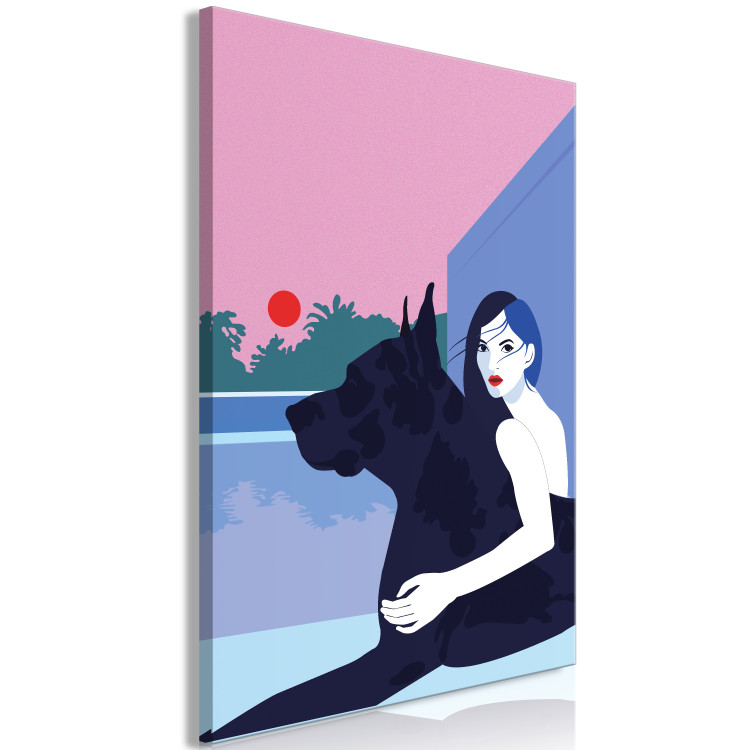 Canvas Art Print Woman with Dog (1-piece) - minimalist vector illustration 149700 additionalImage 2