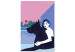 Canvas Art Print Woman with Dog (1-piece) - minimalist vector illustration 149700