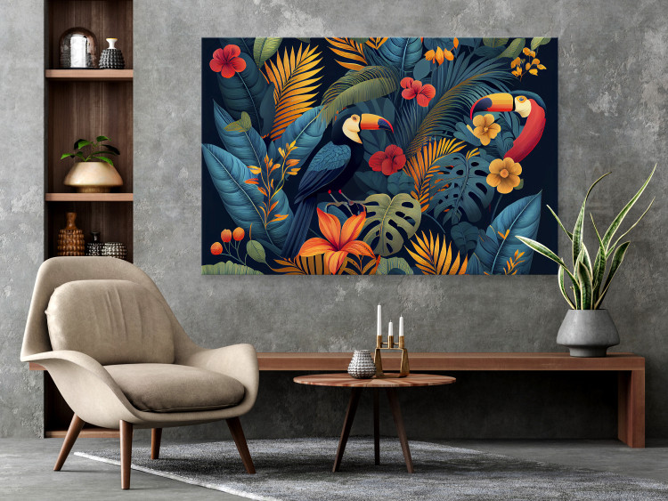 Large canvas print Exotic Birds - Toucans Among Colorful Vegetation in the Jungle [Large Format] 151000 additionalImage 6