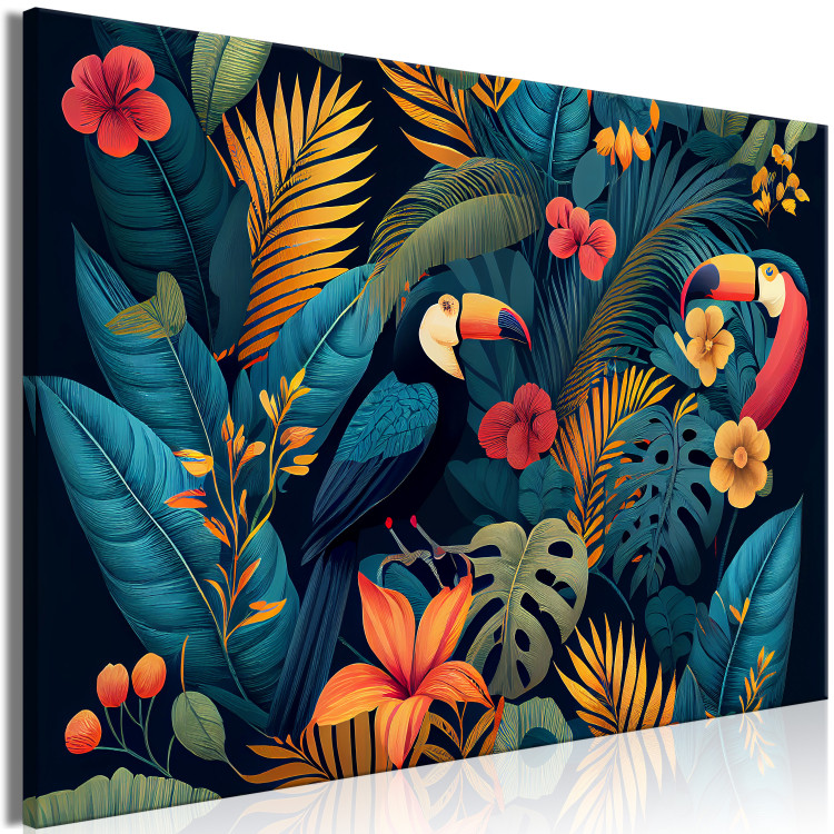 Large canvas print Exotic Birds - Toucans Among Colorful Vegetation in the Jungle [Large Format] 151000 additionalImage 3