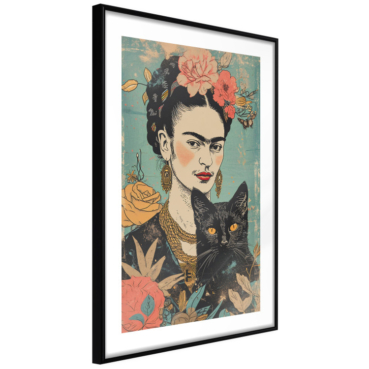 Wall Poster Frida With a Cat - A Portrait of the Painter Inspired by the Japanese Style 152200 additionalImage 7
