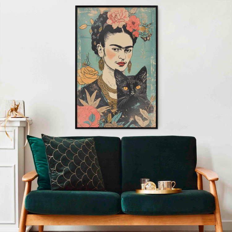 Wall Poster Frida With a Cat - A Portrait of the Painter Inspired by the Japanese Style 152200 additionalImage 17