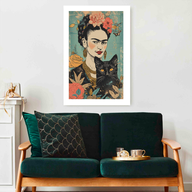 Wall Poster Frida With a Cat - A Portrait of the Painter Inspired by the Japanese Style 152200 additionalImage 9