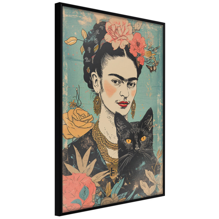 Wall Poster Frida With a Cat - A Portrait of the Painter Inspired by the Japanese Style 152200 additionalImage 4