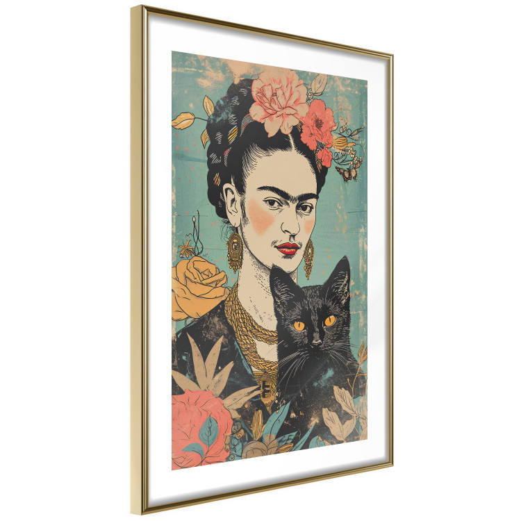 Wall Poster Frida With a Cat - A Portrait of the Painter Inspired by the Japanese Style 152200 additionalImage 12