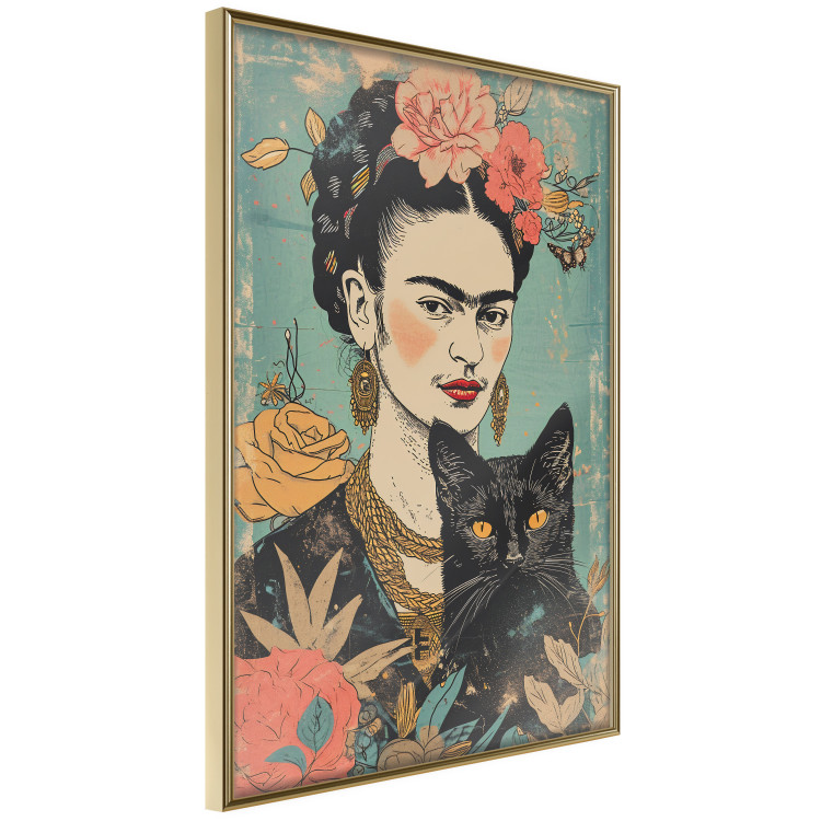 Wall Poster Frida With a Cat - A Portrait of the Painter Inspired by the Japanese Style 152200 additionalImage 5