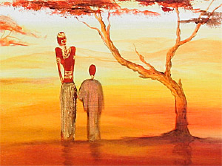 Canvas Print Dance of Africa (1-piece) - landscape with trees and sunset 47200 additionalImage 3