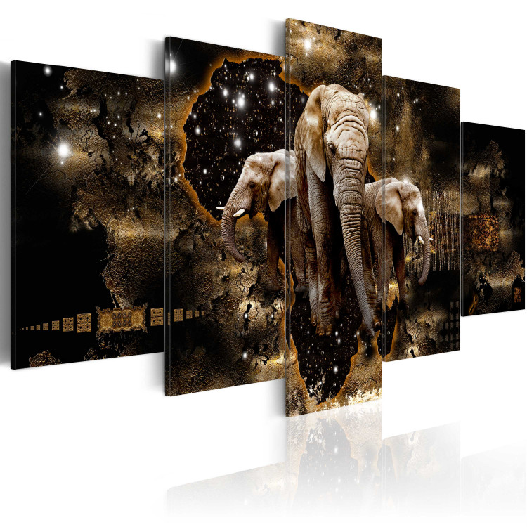 Canvas Art Print Brown Elephants (5 Parts) Wide 50000 additionalImage 2