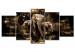 Canvas Art Print Brown Elephants (5 Parts) Wide 50000