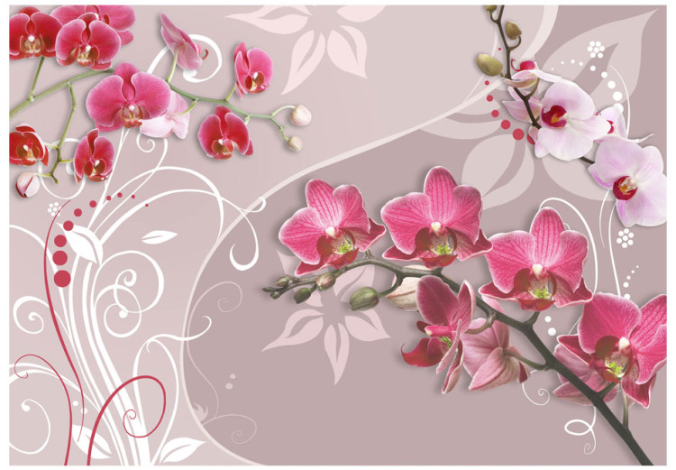 Wall Mural Flight of pink orchids 60300 additionalImage 1