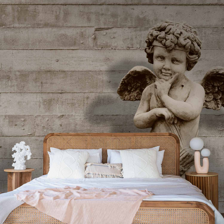 Wall Mural Cherub - sculpture of a cute angel on a retro concrete background 64500 additionalImage 2