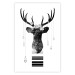 Wall Poster Abstract Antlers - black and white abstract composition with a deer 114310