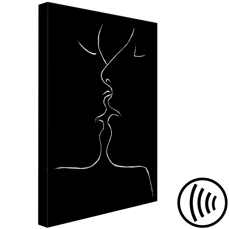 Canvas Art Print In the Line of Love (1-part) - Kiss of Couple in Black and White Motif 115210 additionalImage 6
