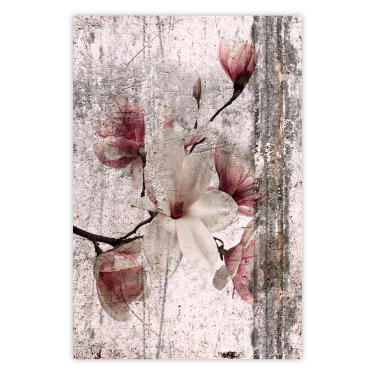 Poster Memorial Magnolia - botanical composition with vintage-style flowers 118610