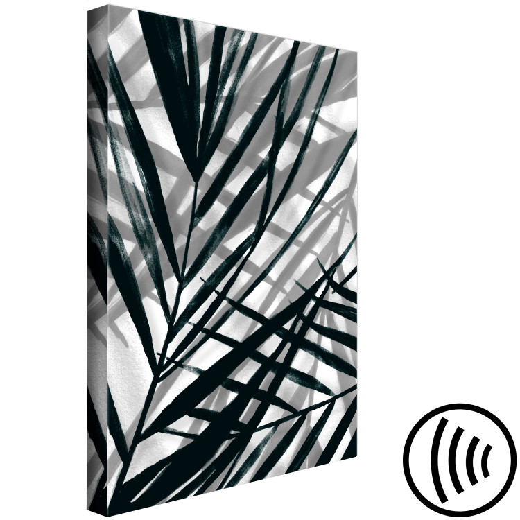 Canvas Leafy shadows - gray plant elements with black shadows 119010 additionalImage 6