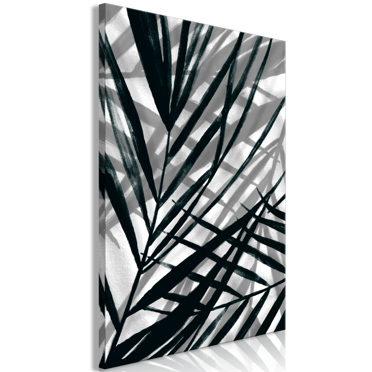 Canvas Leafy shadows - gray plant elements with black shadows 119010 additionalImage 2