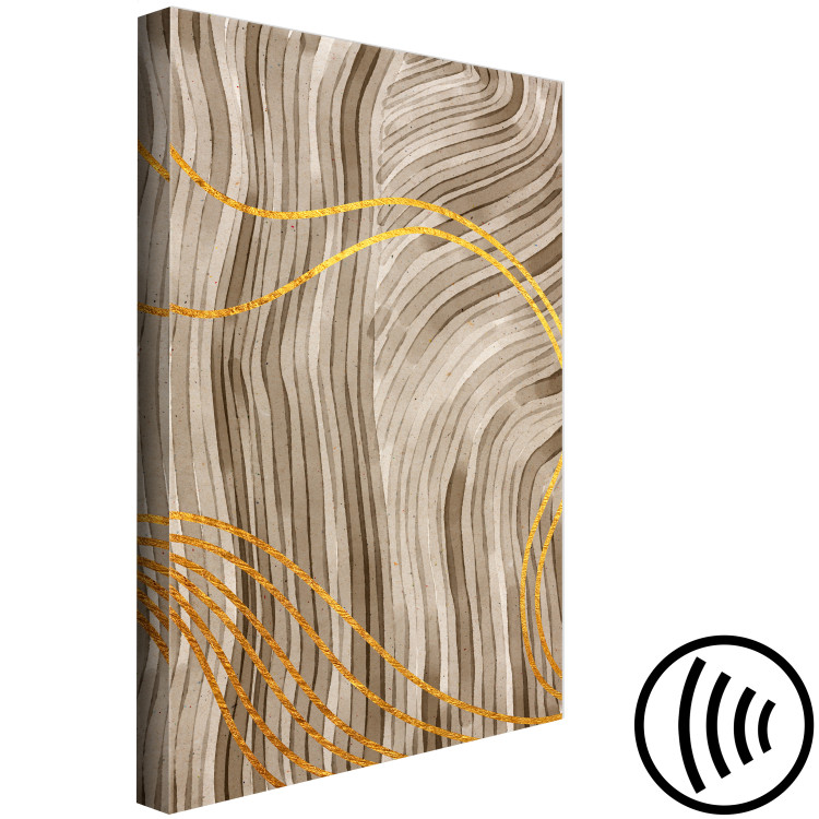 Canvas Art Print Fluctuations - abstract background with waves cut with golden ribbons 119110 additionalImage 6