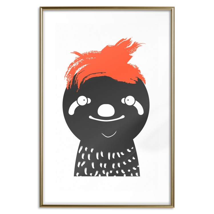 Poster Crazy Sloth - funny gray animal with orange hair 122910 additionalImage 16