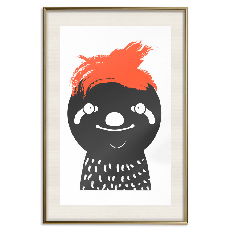 Poster Crazy Sloth - funny gray animal with orange hair 122910 additionalImage 19